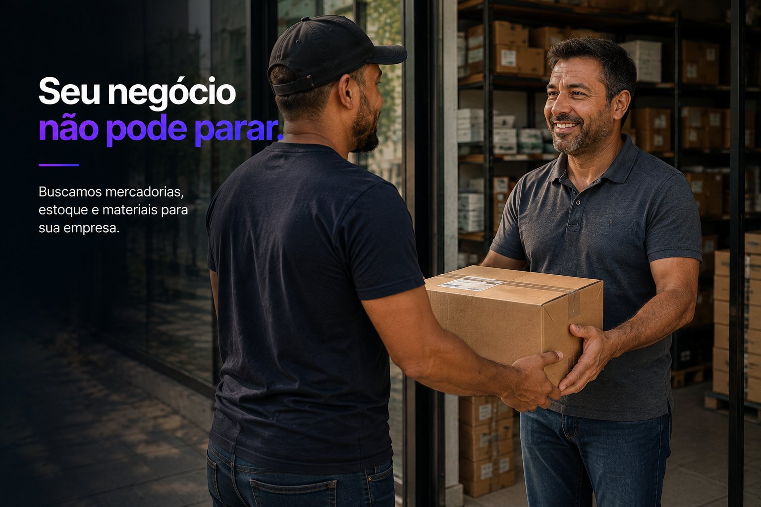 Parceiro da Trazy entregando mercadorias e materiais para uma empresa